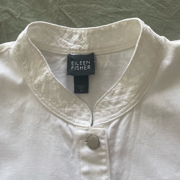 Eileen Fisher Organic Cotton White Denim Utility Shacket Jacket M EUC - Picture 7 of 16